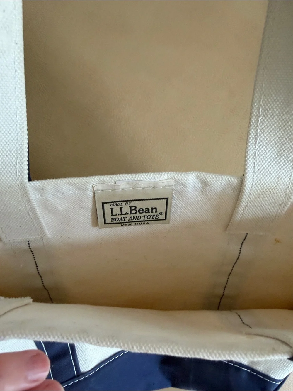 LL bean Canvas Tote Bag with Navy Trim - Women Bags - Picture 5 of 6